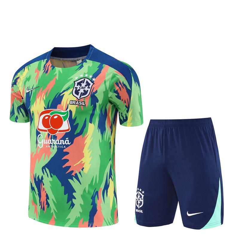 25/26 Brazil Blue Green Camouflage with XS Short Sleeve+Soccer Shorts