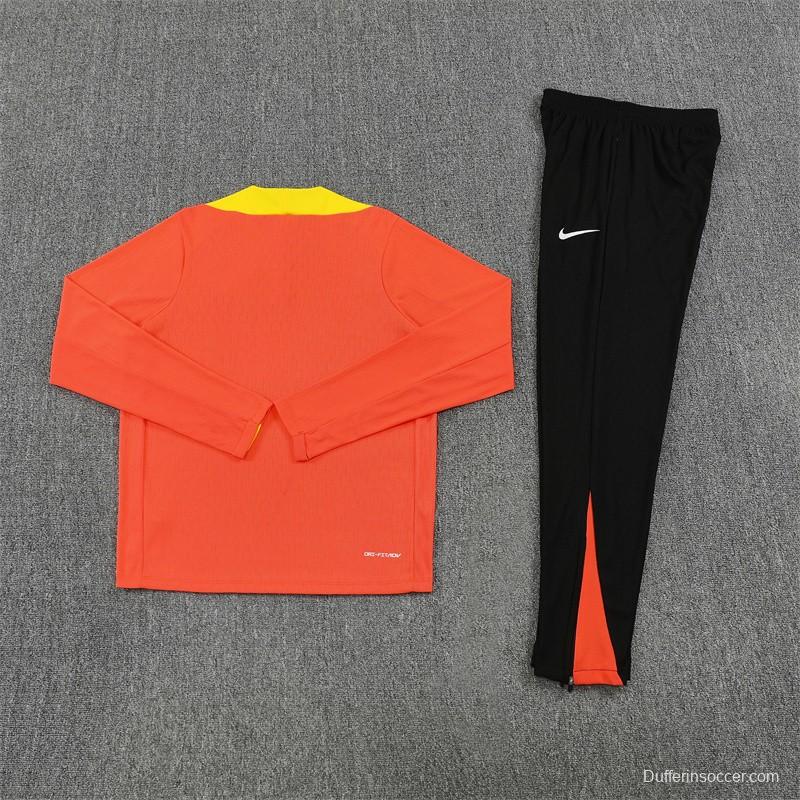 Player Version 25/26 Brazil Orange Half Zipper Jacket+Long Pants