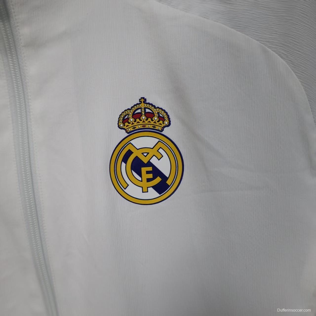 25/26 Real Madrid WHITE Windbreaker (with Inner Lining)