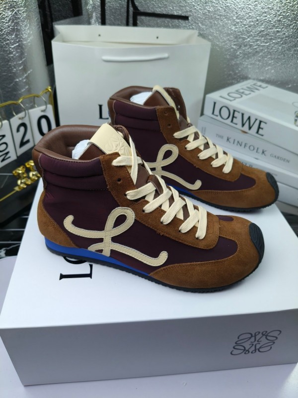 LOEWE High-Top German Training Sneakers Retro Fashion Casual White Shoes - LY00330