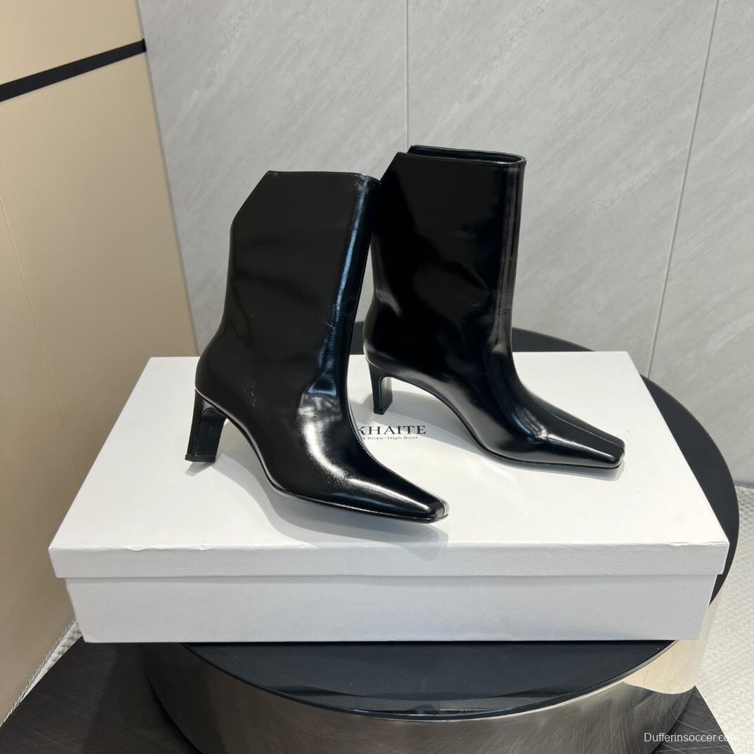 Khaite 2025/SS Fashion Square Toe Slip-On Ankle Boots - KFY00390