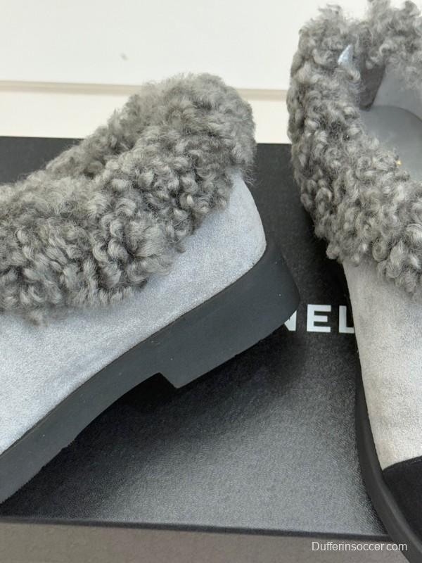 Chanel 2025/SS Double C Color-Block Shearling Snow Boots - KFY00270
