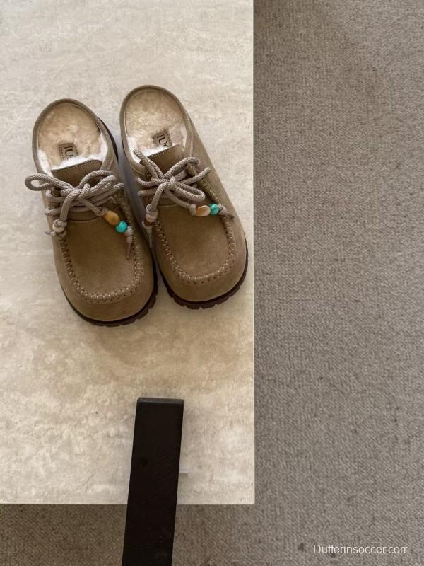 UGG Fall Winter New Potato Wool Slippers Retro Acrylic Buckle Decoration - KFY00250