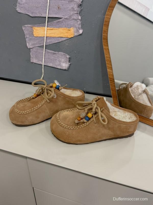 UGG 2025 Spring/Summer Collection Cozy Wool Slippers with Retro Buckle - KFY00240