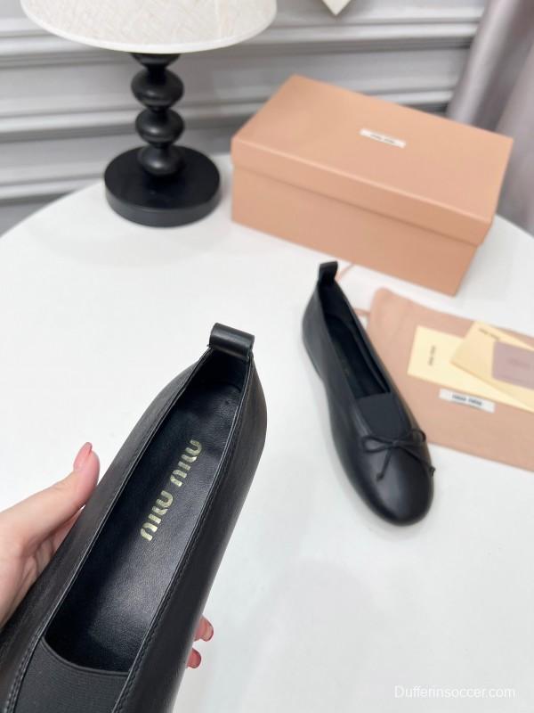Miu Miu Ballerina Flats with Bow Mary Jane Design - LY00260