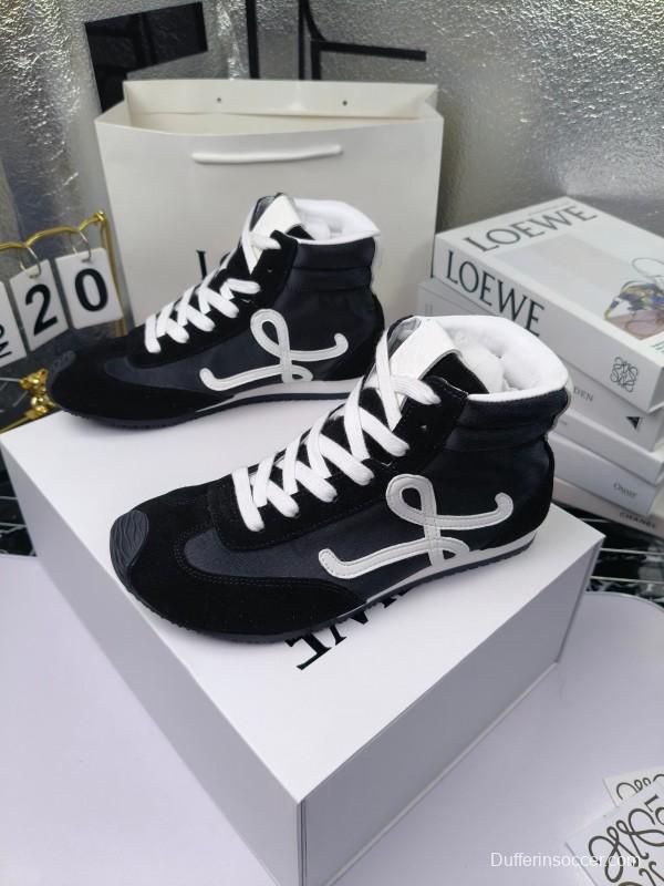 LOEWE High-Top German Training Sneakers Retro Fashion Casual White Shoes - LY00330