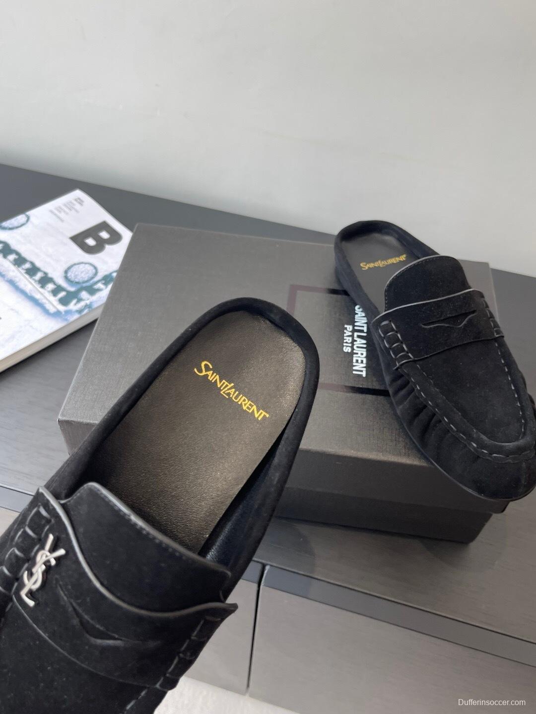 Saint Laurent Classic Loafer Mule Flat Shoes - KFY00320