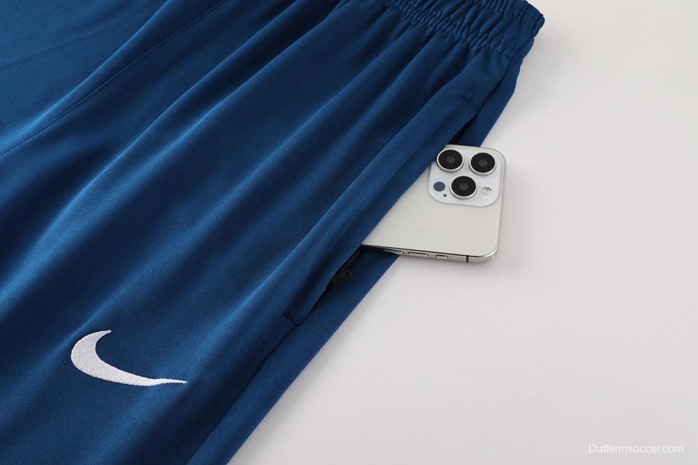 2025 Portugal Royal Blue Half Zipper Jacket+Long Pants