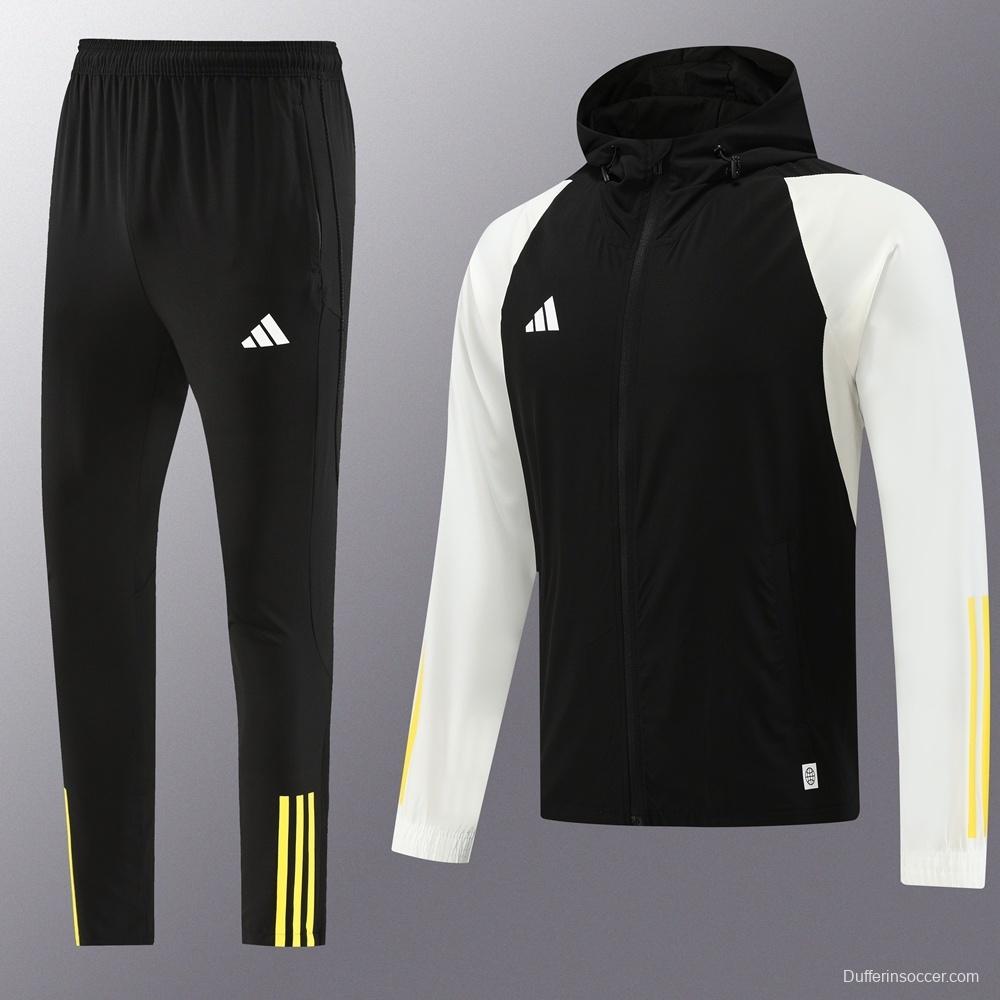 2025 Adidas Black White Half Zipper Jacket+Long Pants S-2XL