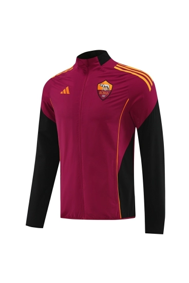 25/26 AS Roma Maroon S-3XL Half Zipper Jacket+Long Pants