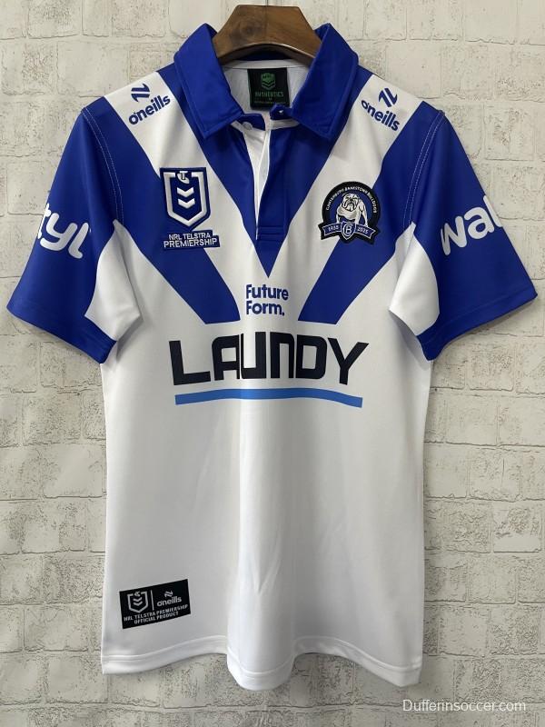 25/26 Canterbury-Bankstown Bulldogs White with Blue V-Pattern Jersey