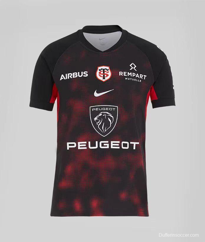 24/25 Stade Toulousain Black with Red Digital Camo Pattern Home Jersey