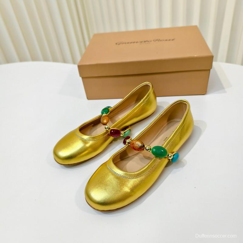 Gianvito Rossi Bohemian Style Turquoise Flat Ballet Shoes - LY00320