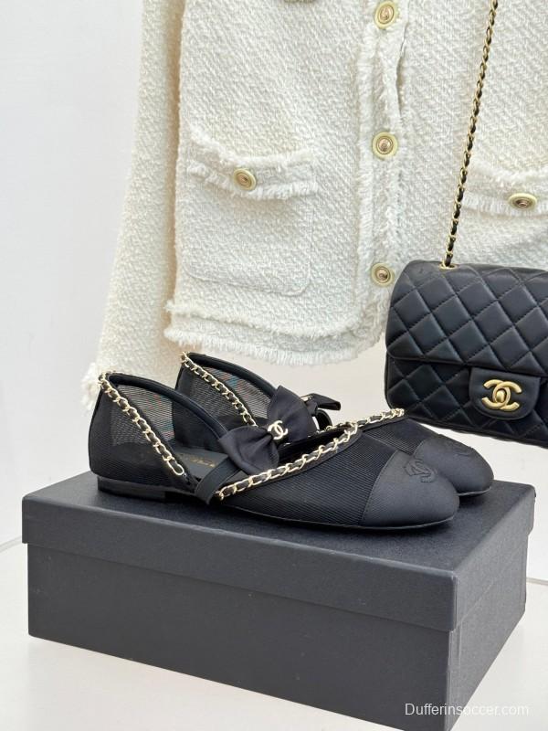 Chanel Spring Summer 2025 Hollow Chain Bow Mary Jane Shoes - KFY00290/KFY00300