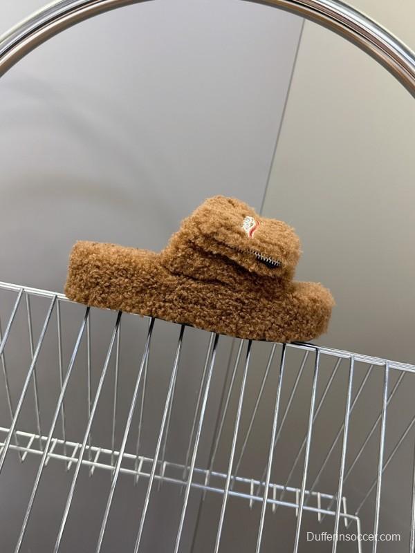 Balenciaga 2025/SS Couple Edition Cola Fur Slippers - KFY00230