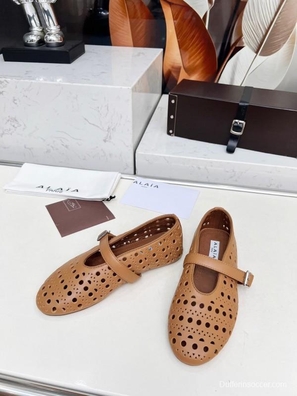 Alaia 2025/SS Perforated Ballet Flats - LY00320