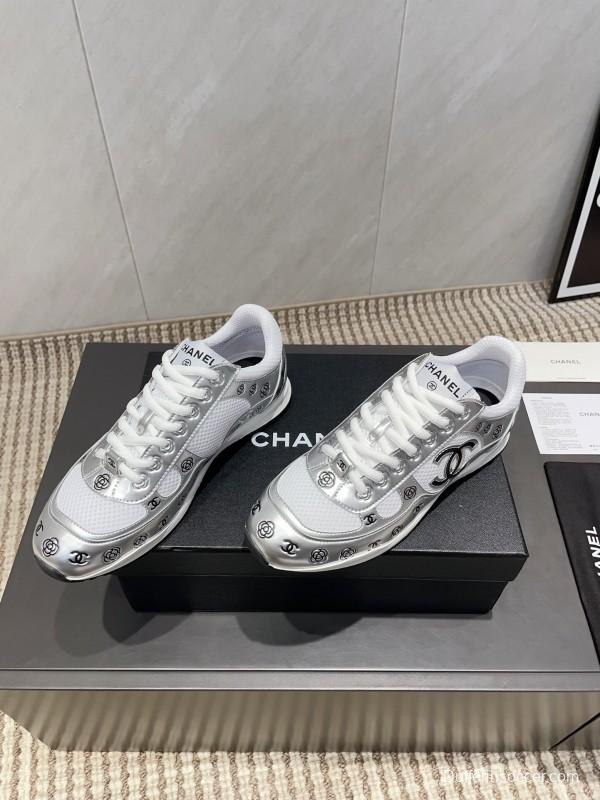 Chanel Silver Horn King II Casual Series Sneakers - KFY00330