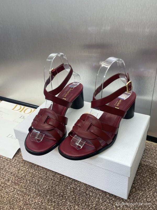 Dior D-Club Jelly Color Hollow Layered Cross Strap Mid Heel Women Shoes - KFY00290