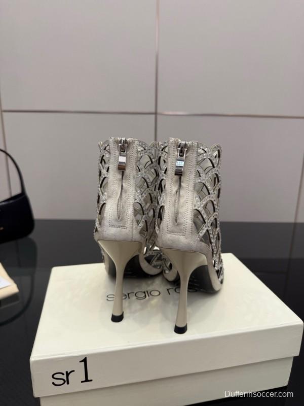 Sergio Rossi Mermaid Sandals 2025 SS Collection Elegant Fishnet High Heels - KFY00470