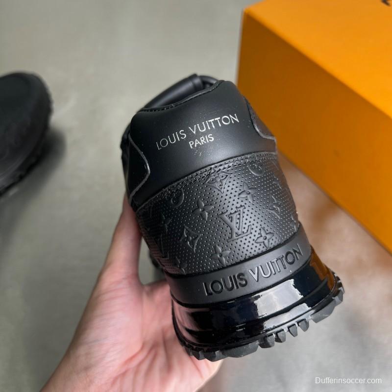 Louis Vuitton 2025 SS Run Away Calfskin Leather Round Toe Lace-Up Low Top Casual Lifestyle Shoes for Men - YC