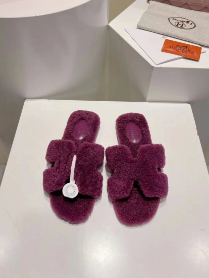Hermès Teddy Wool Flat Slippers for Autumn Winter - LY00240
