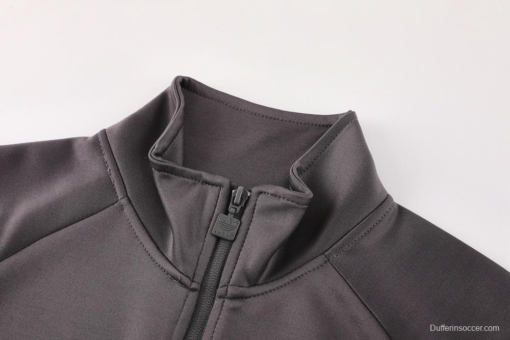 25/26 Real Madrid Light Grey Full Zipper Jacket+Long Pants