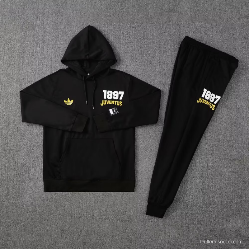 25/26 Juventus Black Sweatshirt Full Zipper Jacket+Long Pants