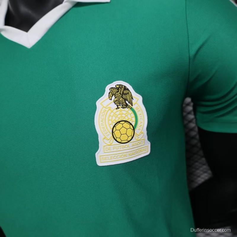 Player Version 2026 Mexico Retro Home Green with White Collar Jersey