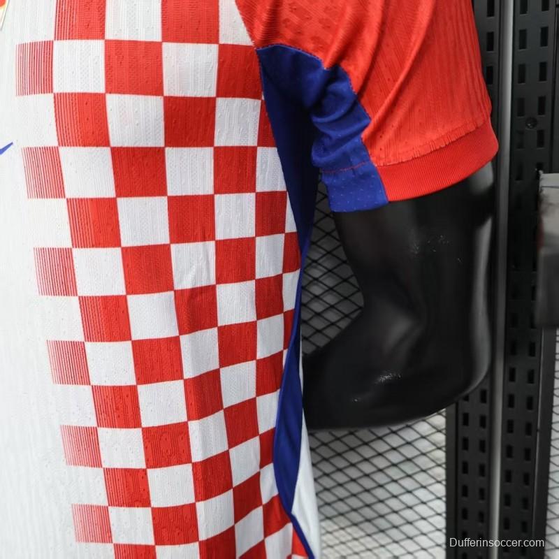 Player Version 2026 Croatia Home Red and White with Checkerboard Pattern Jersey