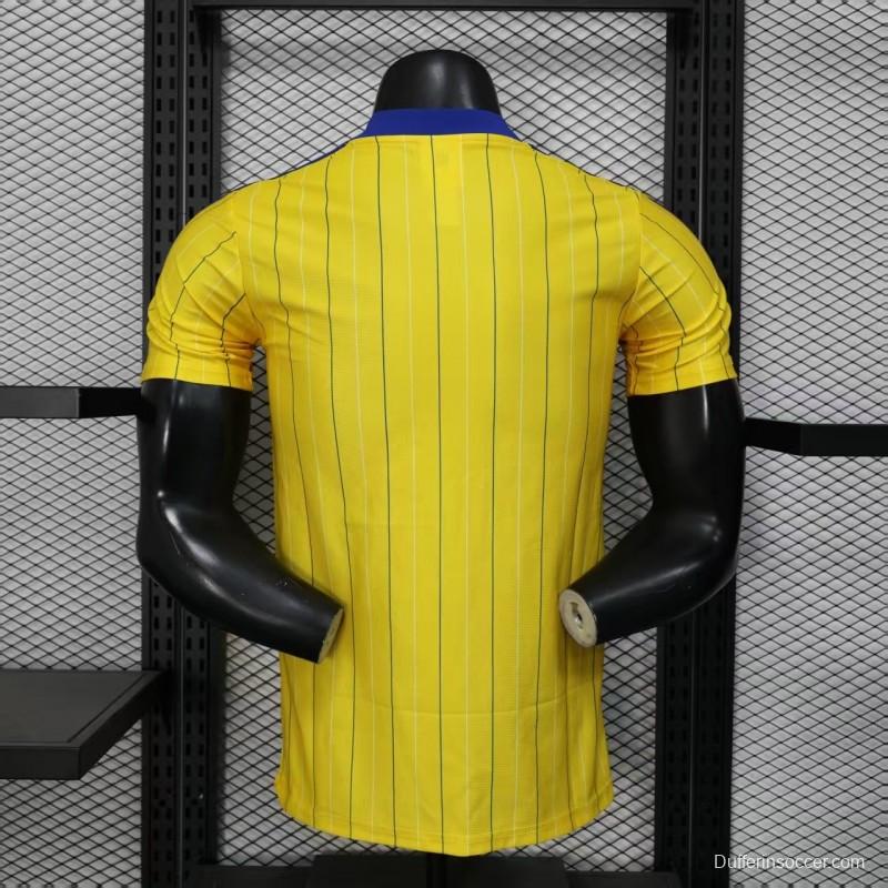 Player Version 25/26 Leeds United Retro Home Yellow with Vertical Stripe Pattern Jersey