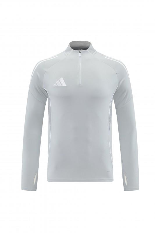 25/26  Adidas Light Grey Full zipper Jacket Tracksuit+ long pants