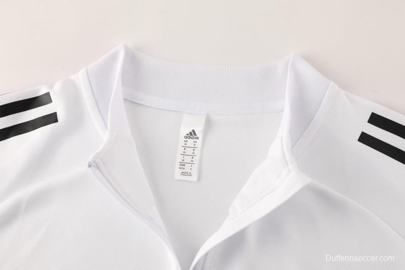 25/26  Adidas White Full zipper Jacket Tracksuit+ long pants