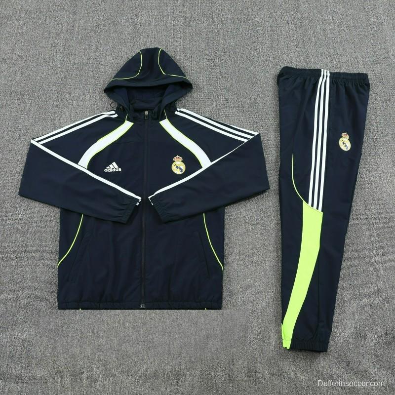25/26 Real Madrid Navy Blue Full zipper Jacket Tracksuit+ long pants