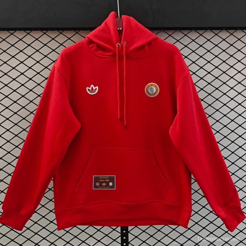 Player Version 2026  Aston Villa x Adidas Home Embroidered Fleece Hoodie 9 Colors