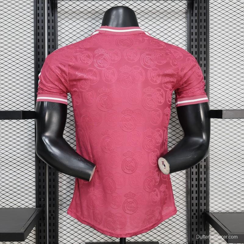 25/26  Player Version Real Madrid Third Dark Pink with all-over embossed crest pattern Jersey