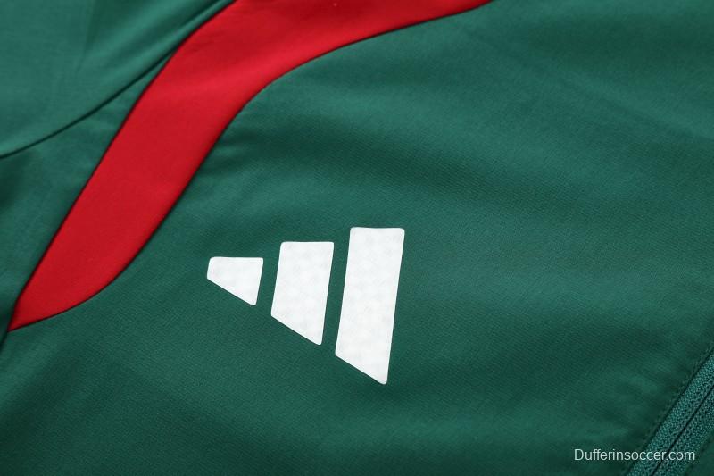 26/27  Algeria Dark Green & Light Green Full Zipper Hooded Jacket Tracksuit + Long Pants