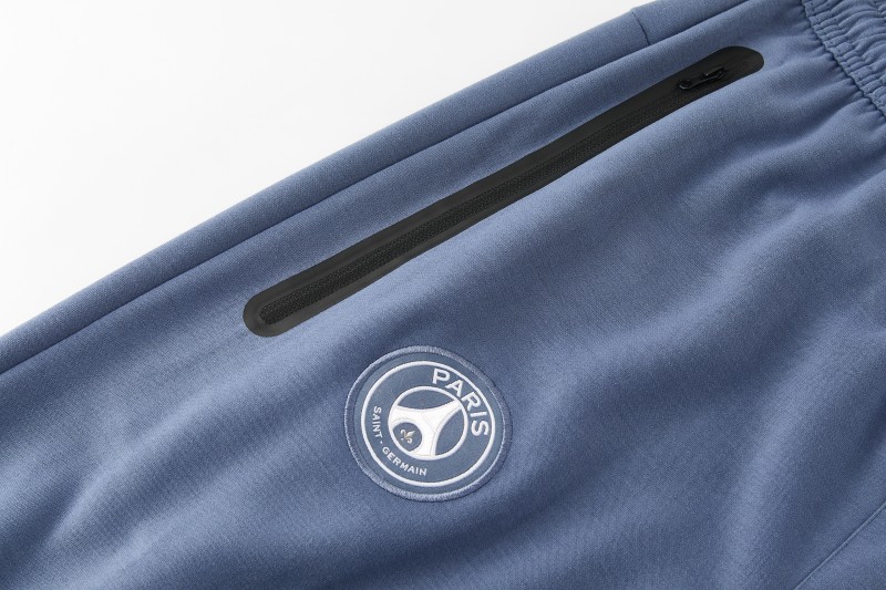 26/27  Paris Saint-Germain Steel Blue Full Zipper Hooded Jacket Tracksuit + Long Pants