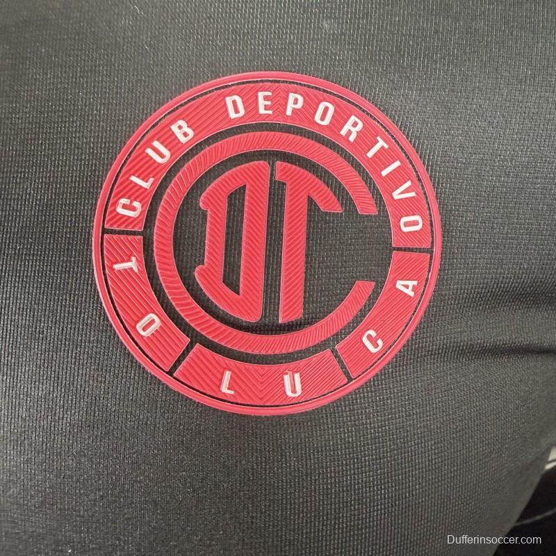 Player Version 25/26 Deportivo Toluca FC Black Goalkeeper Long Sleeve Jersey with Polo Collar