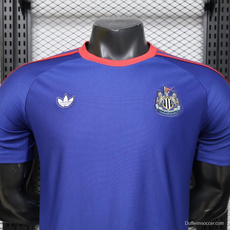 Player Version 26/27 Newcastle United Blue 1990 Vintage Remake  Short Sleeve Away Jersey