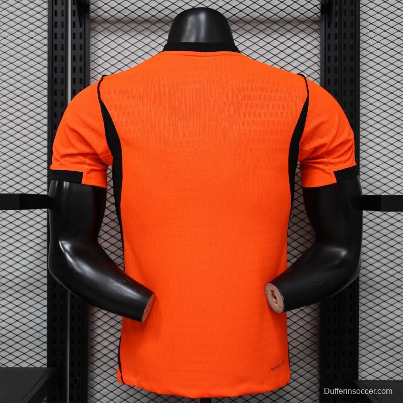 Player Version 2026 Netherlands Orange with Black Side Panel Home Jersey
