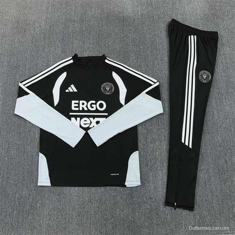 2026 Inter Miami CF Black & White Half Zipper Jacket Tracksuit + Long Pants