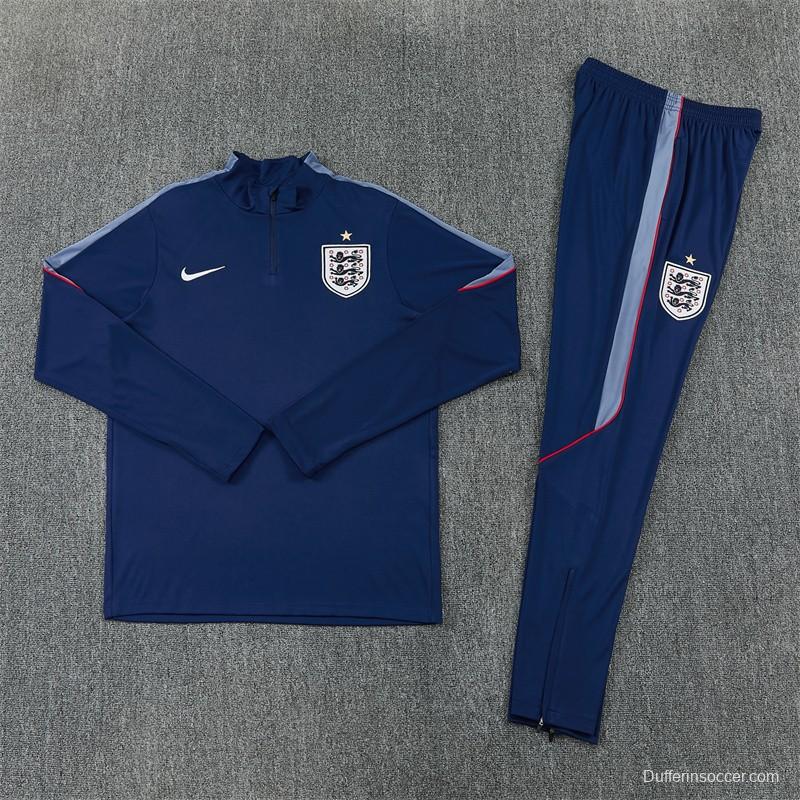 2026 England Navy Blue  Half Zipper Jacket Tracksuit + Long Pants (Nike)