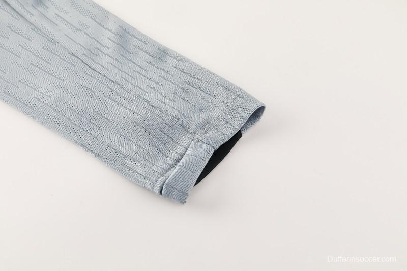 2026/27 Paris Saint-Germain White  Half Zipper Jacket Tracksuit + Light Grey Long Pants