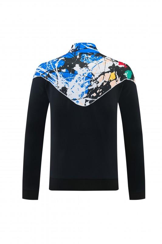 2026/27 Manchester United Black Grunge Splatter Paint Full Zipper Jacket Tracksuit + Long Pants