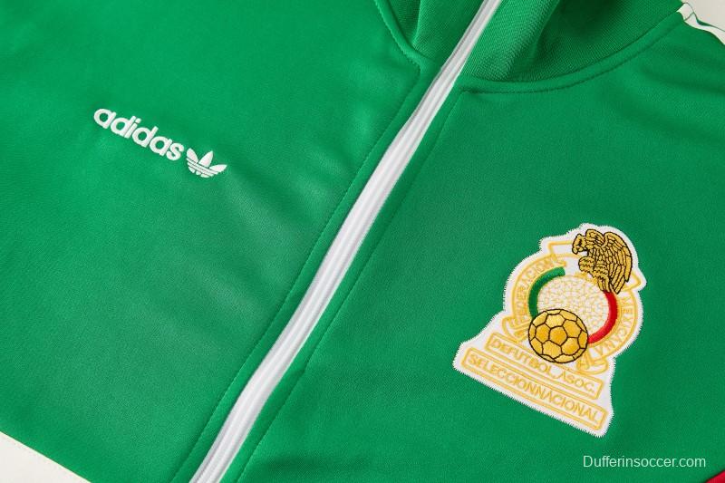 2026/27 Mexico  Green & Red Retro Full Zipper Jacket Tracksuit + Long Pants (Adidas Originals)