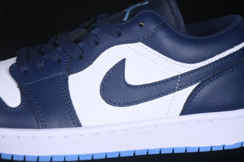 Nike Air Jordan 1 Low Retro Basketball Lifestyle Shoes with Classic White and Blue Colorway - 553558-404