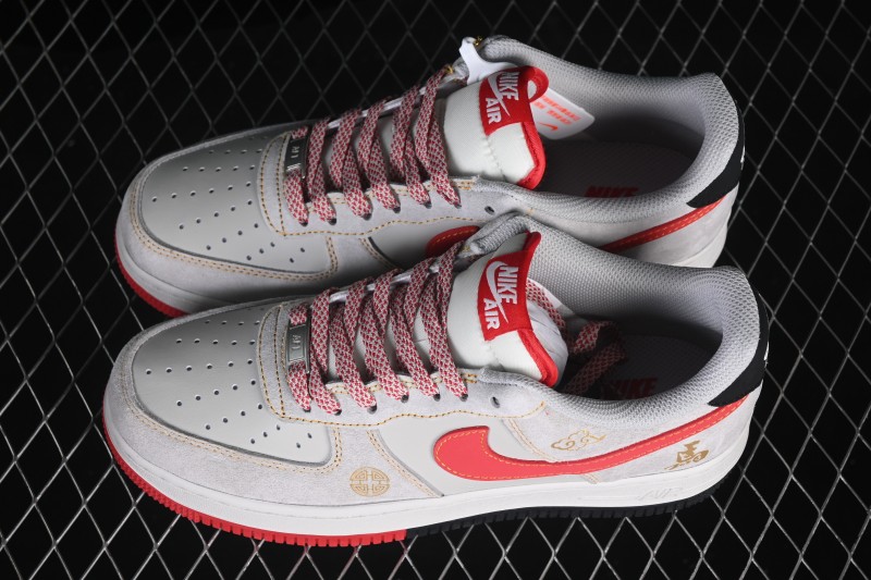 Nike Air Force 1 '07 Low Casual Sneakers with Red and Gold Chinese New Year Design - HT5088-629
