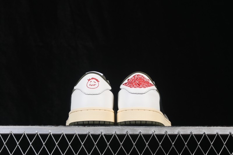 Nike Air Jordan 1 Low OG Travis Scott Reverse Swoosh Premium Leather Sneakers - DM7866-200