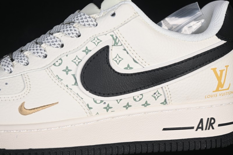 Nike Air Force 1 '07 Low LV Collaboration Black White Gold Casual Sneakers - XX3168-158