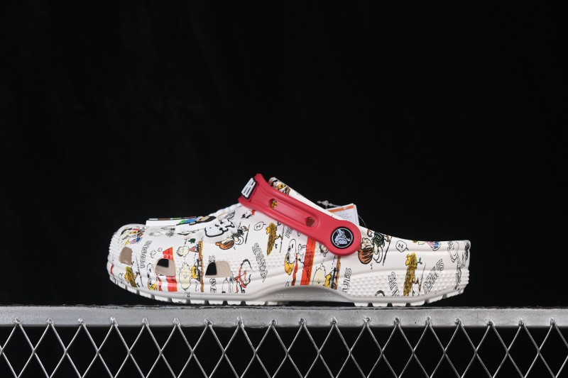 Crocs Peanuts x Classic Clog EVA Casual Slide Sandals with Graphic Print - White Multi Snoopy